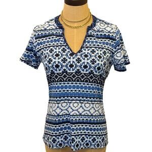 TOMMY BAHAMA Blue Patterned Top Shirt Women size S
